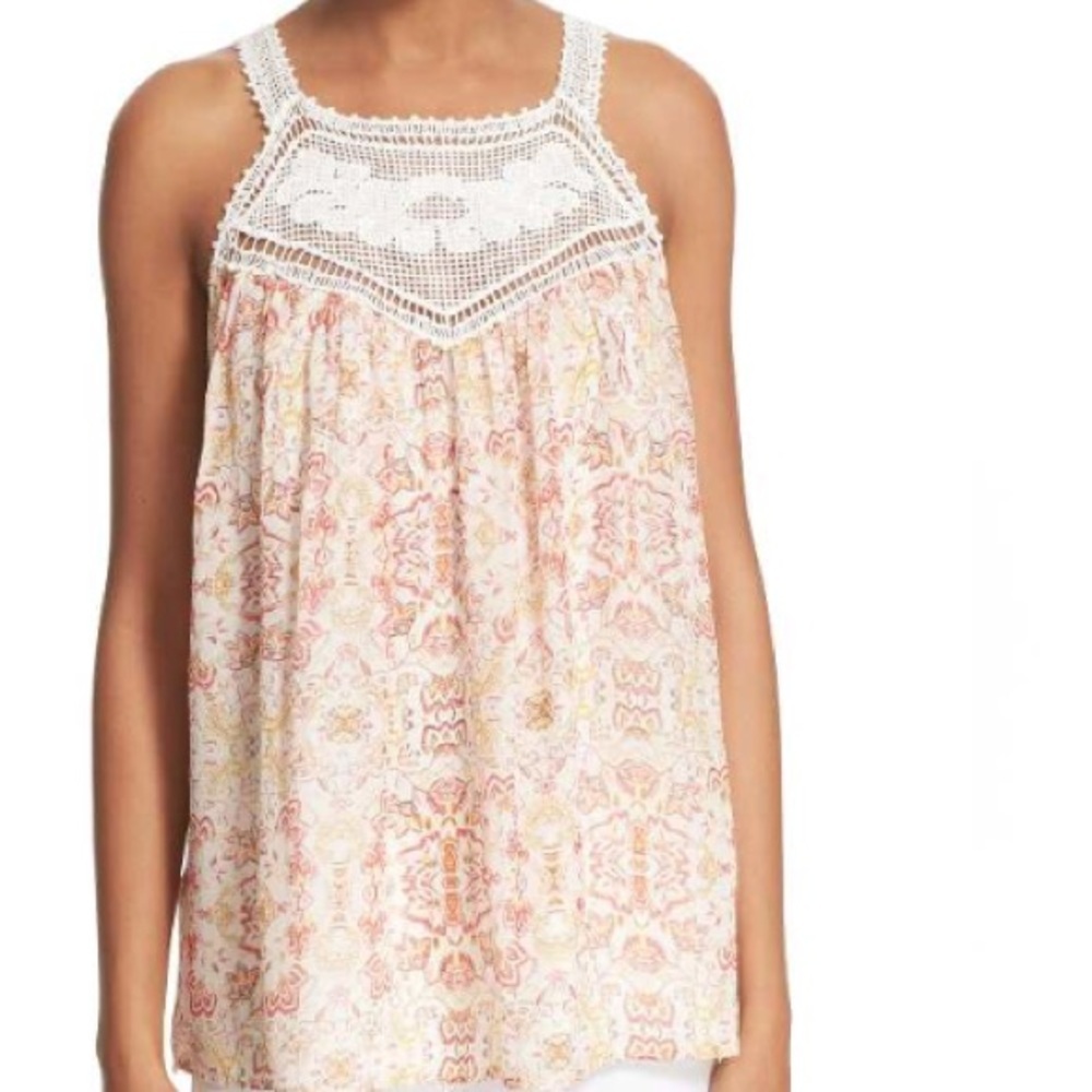 Joie Bayard Printed Crochet Tank